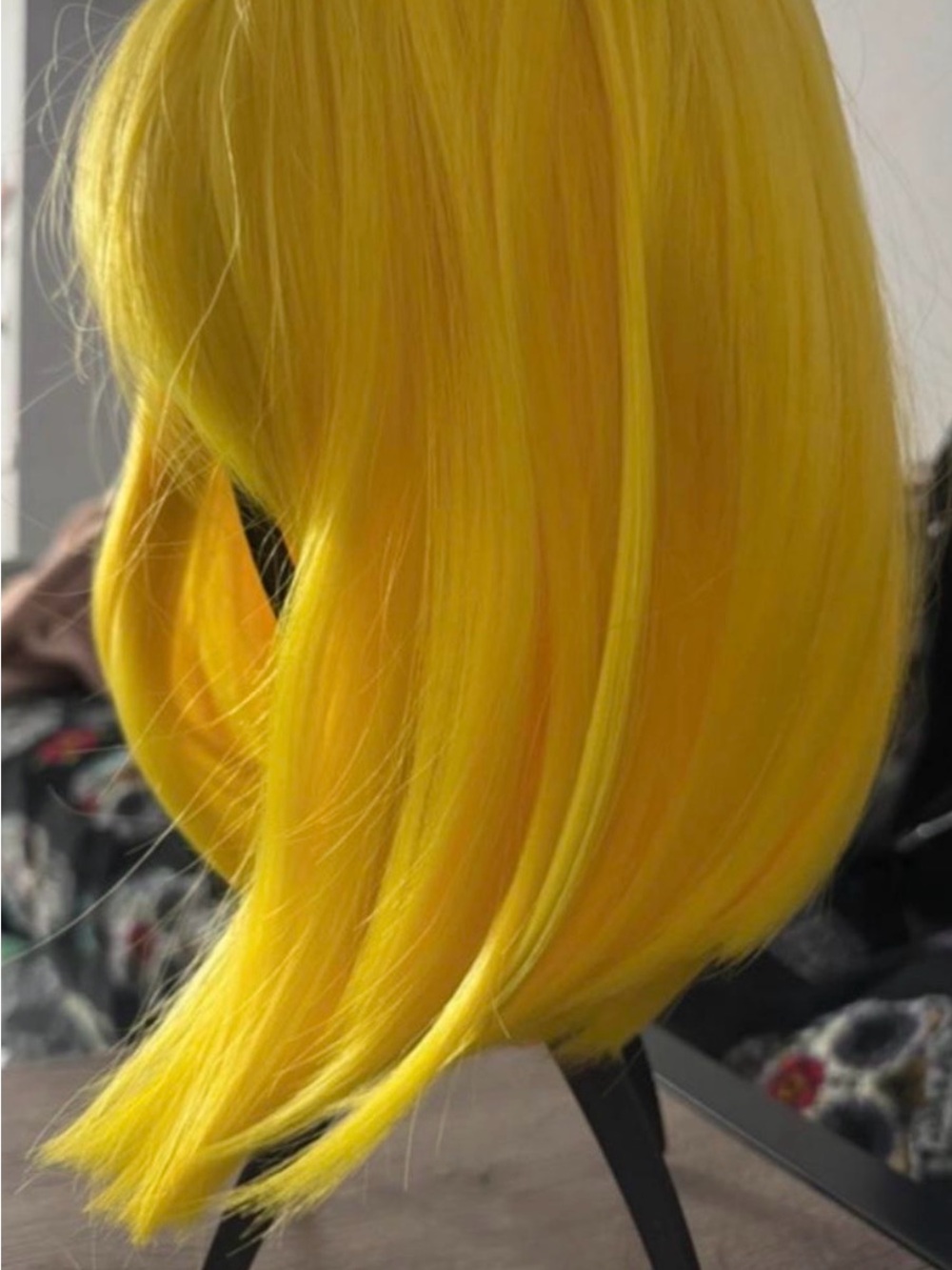 Vibrant Yellow Women's Synthetic Wig - Sleek Straight Style